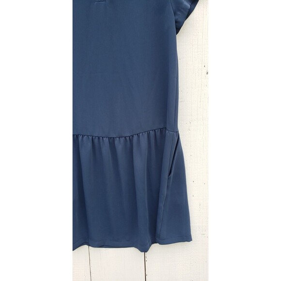 Cynthia Rowley Womens Navy Blue Ruffled Button Sheath Dress Sz 4 - Picture 10 of 10